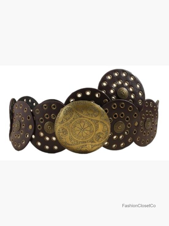 Wide Disc Belt for Women PU Leather Metal Buckle Boho Western Chunky Waist Belt main image 4